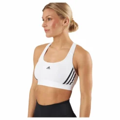 adidas Powerreact Training Medium-Support 3-Stripes Bra White