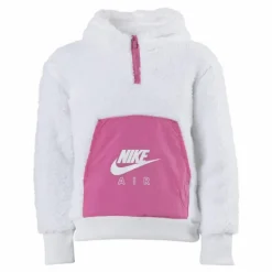 Air Sherpa Half Zip Hoodie Junior Pink/White