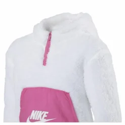 Air Sherpa Half Zip Hoodie Junior Pink/White
