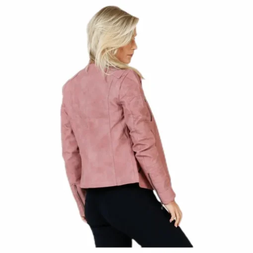 Ava Faux Leather Biker Otw Pink
