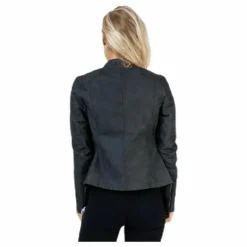Ava Faux Leather Biker Otw Black