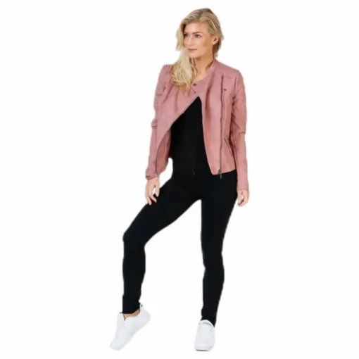 Ava Faux Leather Biker Otw Pink