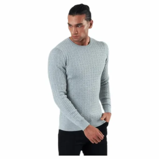 Blacamp Cable Knit Crew Neck Grey