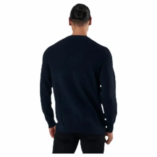 Blacamp Knit Structure Crew Neck Blue