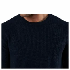 Blacamp Knit Structure Crew Neck Blue