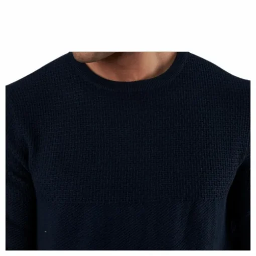Blacamp Knit Structure Crew Neck Blue