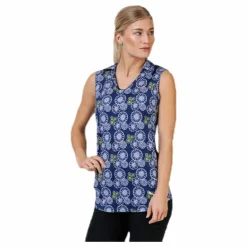 Blossom Sleeveless Polo Blue/Patterned