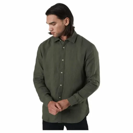Bluplain Linen Shirt L/s Svart