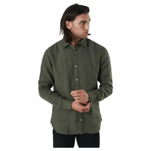 Bluplain Linen Shirt L/s Svart