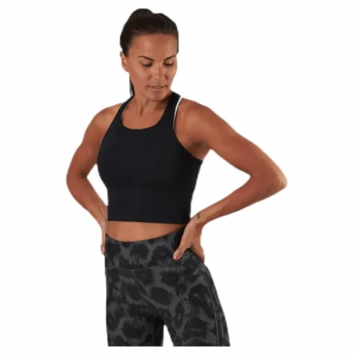 Bold Rib Crop Tank Black