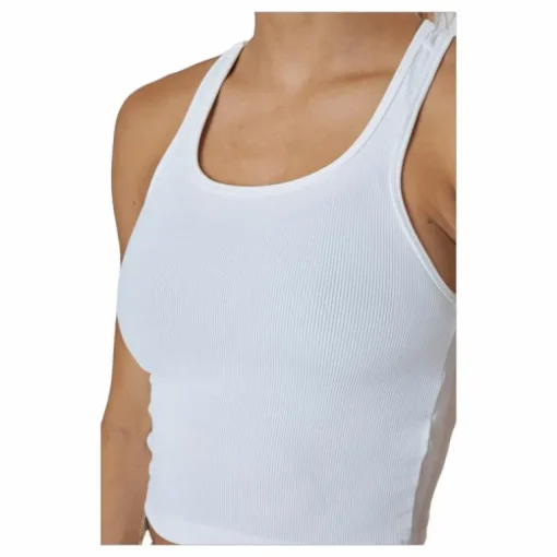 Bold Rib Crop Tank White
