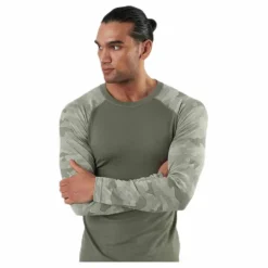 Camo Merino Wool Crew Beige