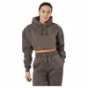 Chill Lounge Cropped Hoodie Taupe