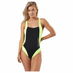 Ck Blocking Plunge Back Swimsuit Black/Yellow