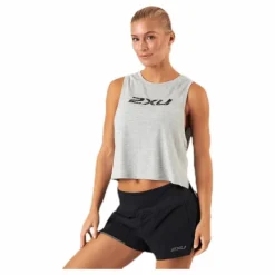 Contender Crop Tank-W Grey