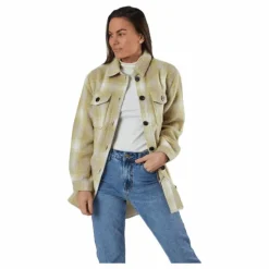 Deena-Oma L/S Check Shacket Cc Pnt White