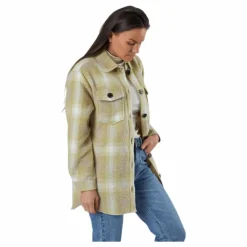 Deena-Oma L/S Check Shacket Cc Pnt White