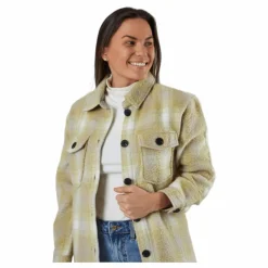 Deena-Oma L/S Check Shacket Cc Pnt White