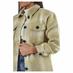 Deena-Oma L/S Check Shacket Cc Pnt White