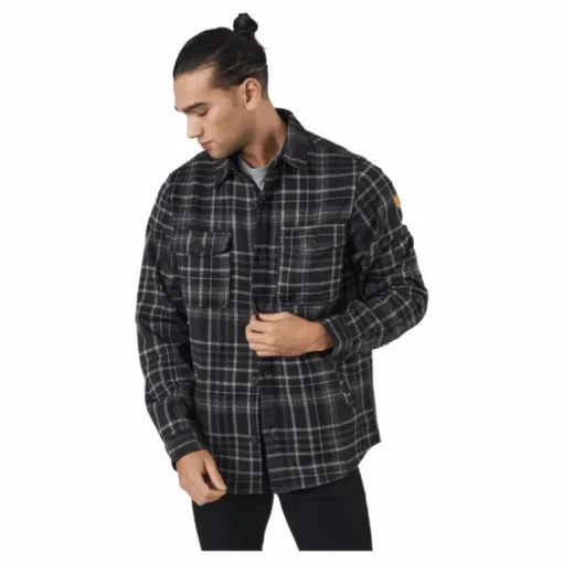 Dewey M Checked Fleece Shirt Black