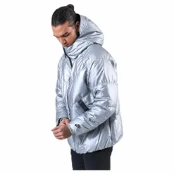 Down Fill Metallic Hood Jacket Silver