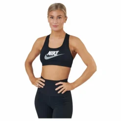 Dri-FIT Swoosh Women's Medium-Support Graphic Sports Bra BLACK/WHITE/PARTICLE GREY