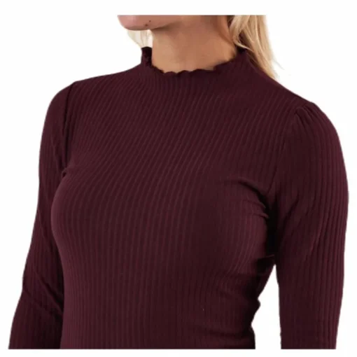 Emma L/S High Neck Top Jrs Brown