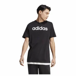 Essentials Single Jersey Linear Embroidered Logo T-Shirt Black