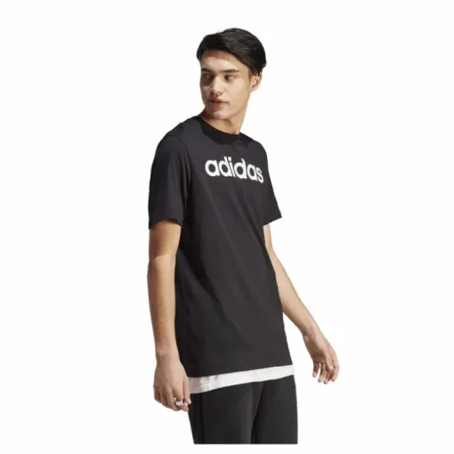 Essentials Single Jersey Linear Embroidered Logo T-Shirt Black