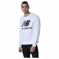 Essentials Stacked Logo Crew White/Black