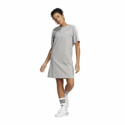 Essentials 3-Stripes Single Jersey Boyfriend Tee Dress Medium Grey Heather / White