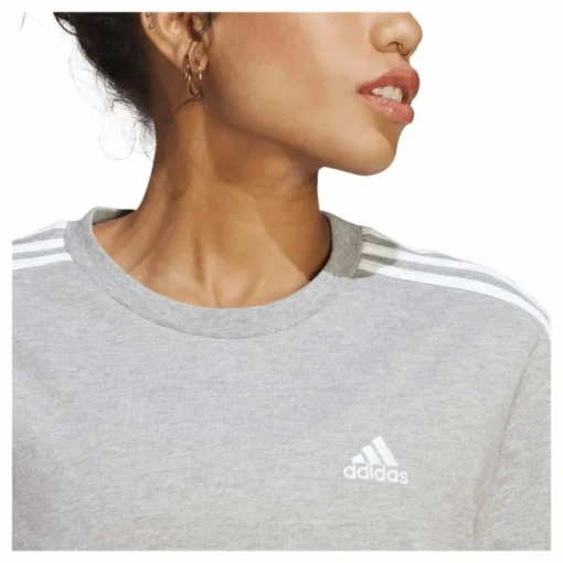 Essentials 3-Stripes Single Jersey Boyfriend Tee Dress Medium Grey Heather / White