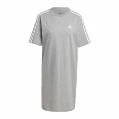 Essentials 3-Stripes Single Jersey Boyfriend Tee Dress Medium Grey Heather / White