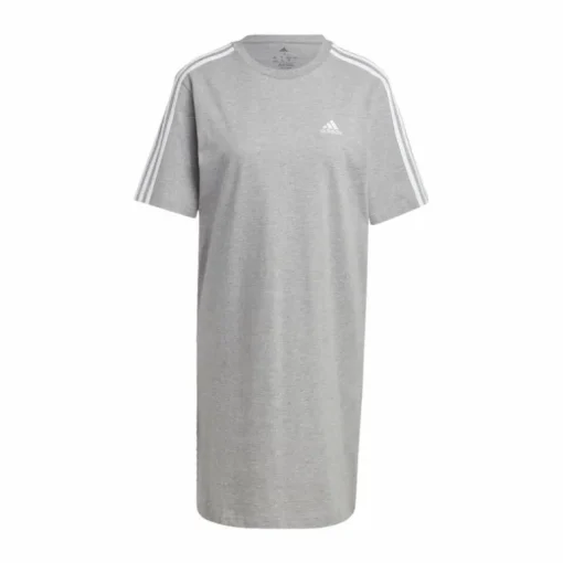 Essentials 3-Stripes Single Jersey Boyfriend Tee Dress Medium Grey Heather / White