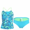 Floral Camo Crossback Tankini Turquoise