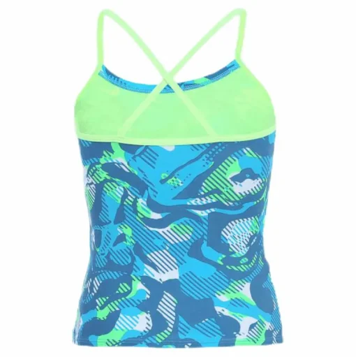 Floral Camo Crossback Tankini Turquoise