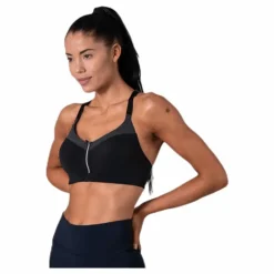 Front Zip Sports Bra Grey