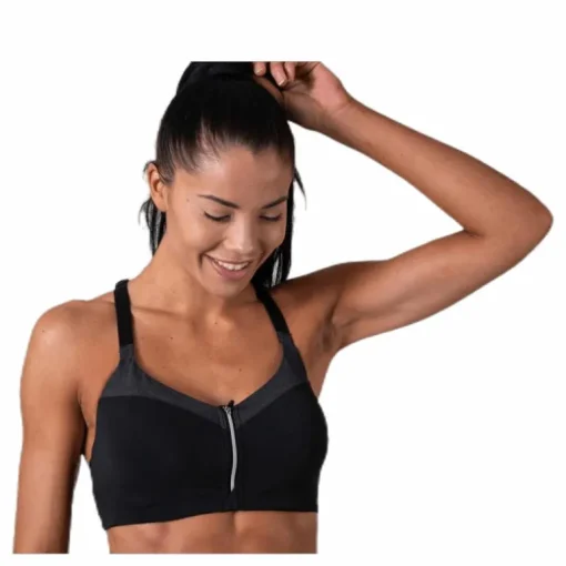 Front Zip Sports Bra Grey