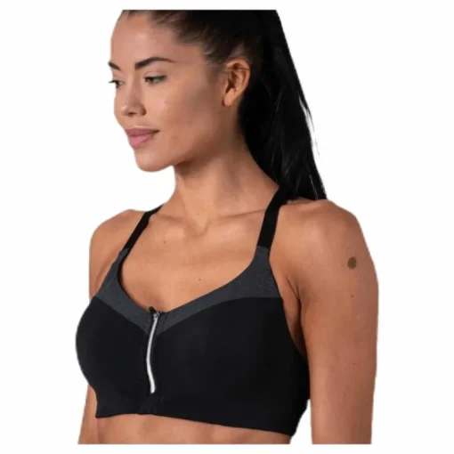 Front Zip Sports Bra Grey