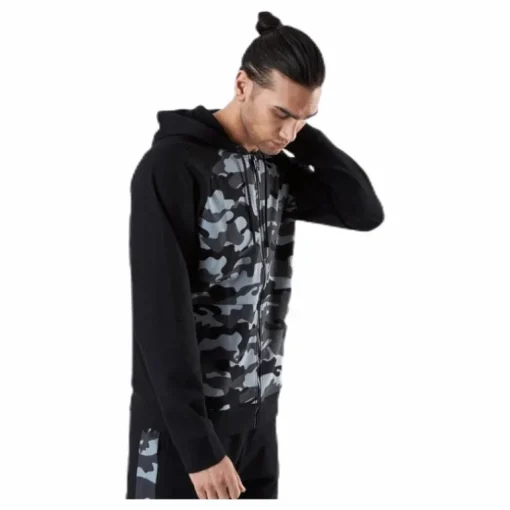 Full Zip Hooded Jacket Patterned/Black