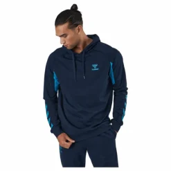 Hmlaction Cotton Hoodie Black Iris/atomic Blue