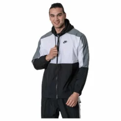 Hooded Woven White/Black