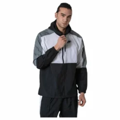 Hooded Woven White/Black
