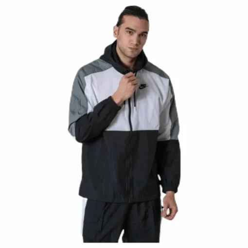 Hooded Woven White/Black