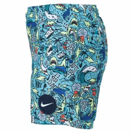 Junior 4" Volley Short AOP Blue
