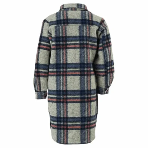 Lou-Lou L/S Check Long Shacket Grey