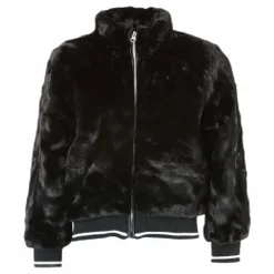 Manette Faux Fur Bomber Jacket Black