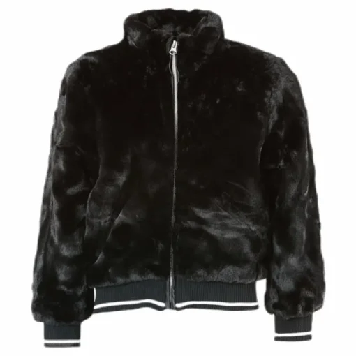 Manette Faux Fur Bomber Jacket Black