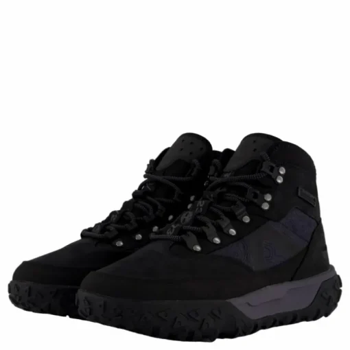 Mid Lace Up Waterproof Hiking Jet Black
