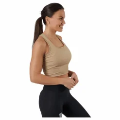 Night Rib Crop Tank Beige